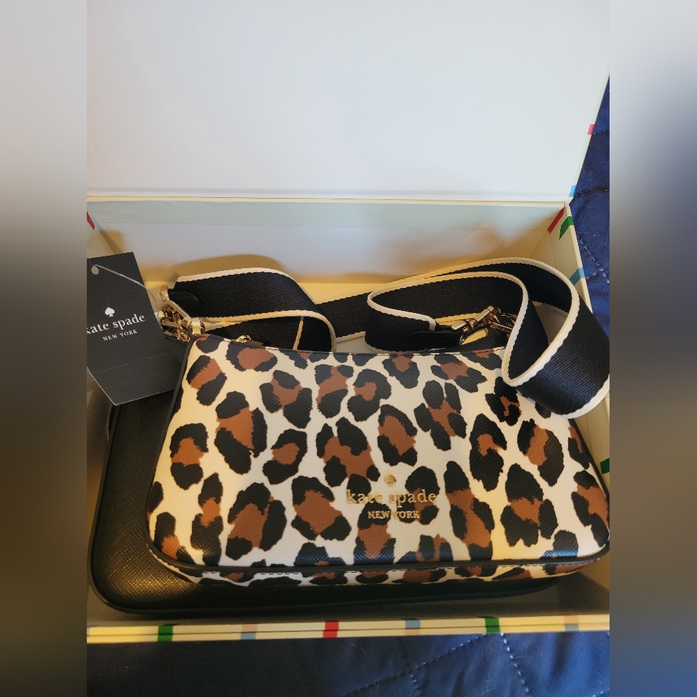 Leopard Print Crossbody Bag with Black Trim Crossbody Duo (2 KATE SPADE BAGS) - Picture 5 of 8